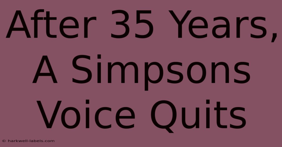 After 35 Years, A Simpsons Voice Quits