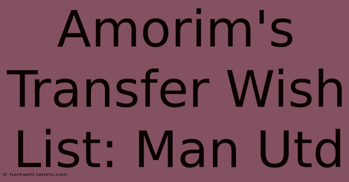 Amorim's Transfer Wish List: Man Utd