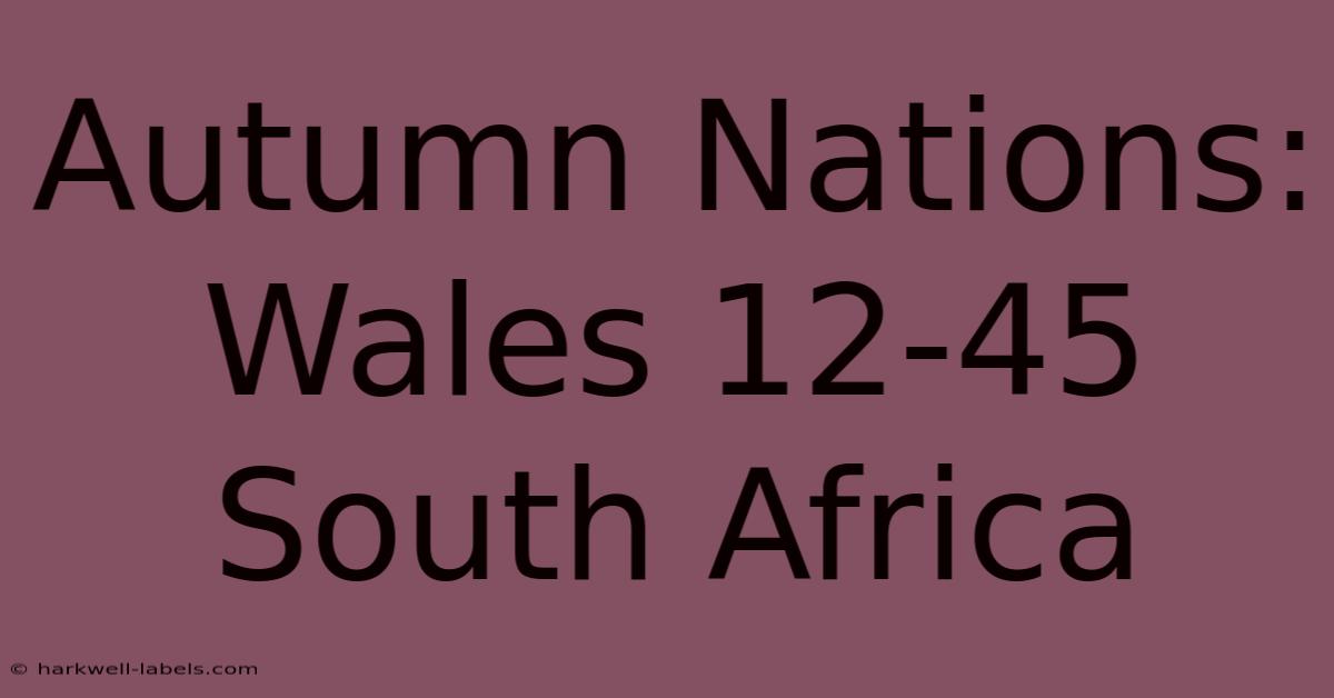 Autumn Nations: Wales 12-45 South Africa