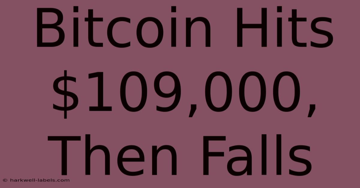 Bitcoin Hits $109,000, Then Falls