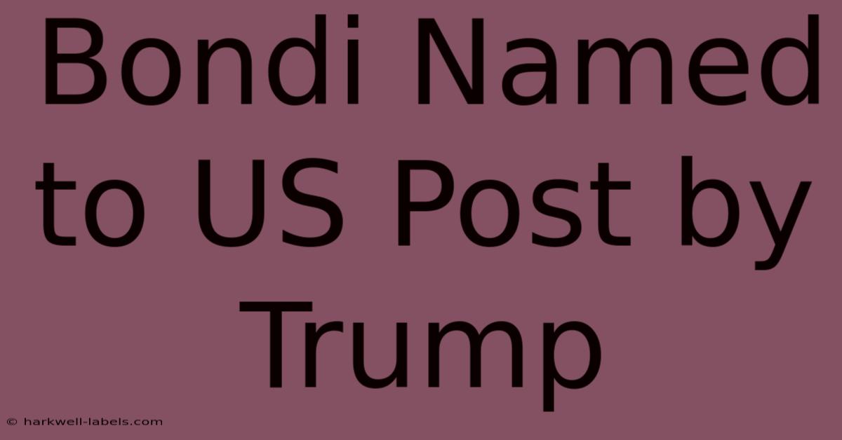 Bondi Named To US Post By Trump