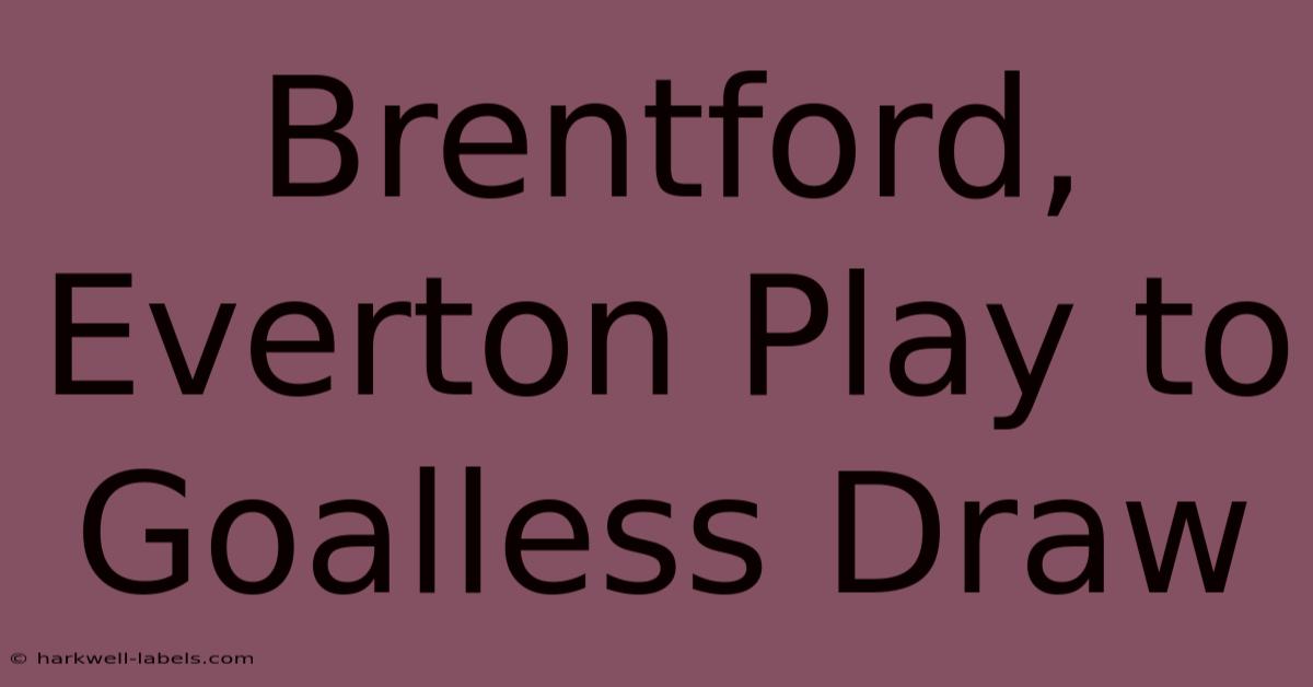 Brentford, Everton Play To Goalless Draw