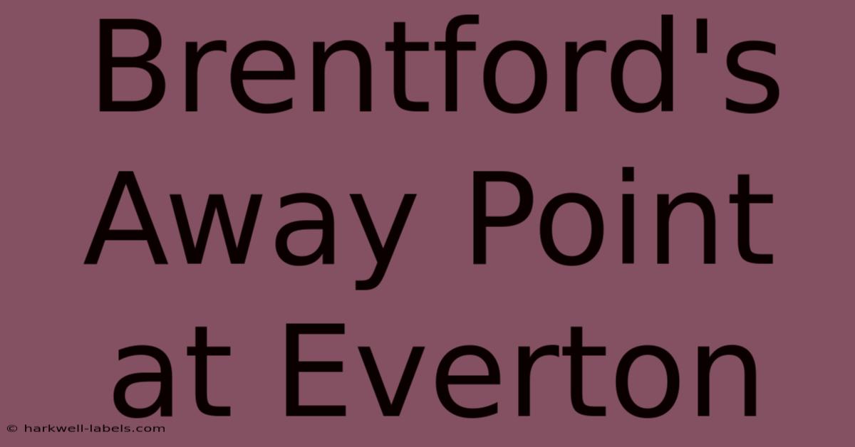 Brentford's Away Point At Everton