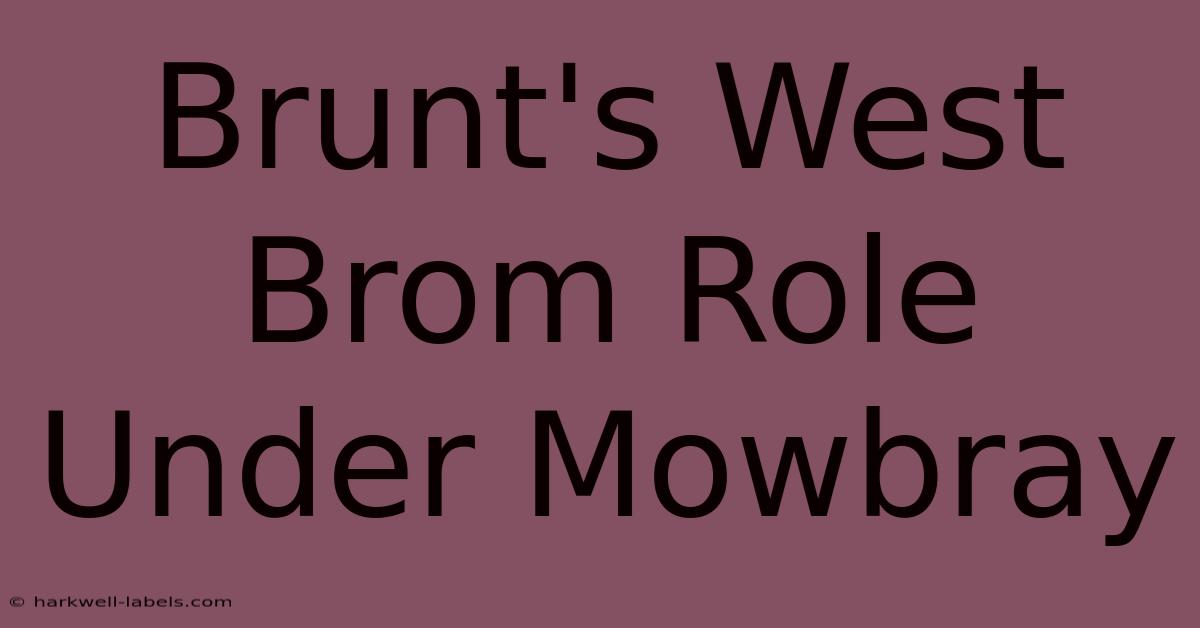 Brunt's West Brom Role Under Mowbray