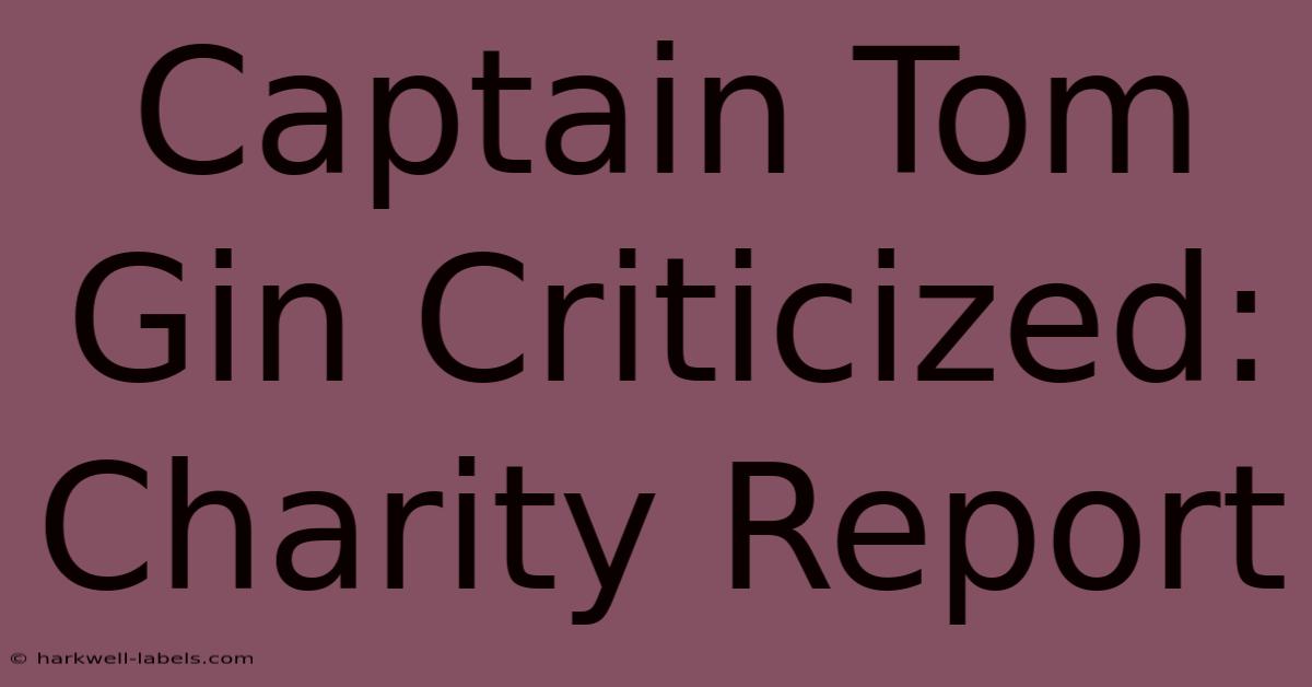 Captain Tom Gin Criticized: Charity Report