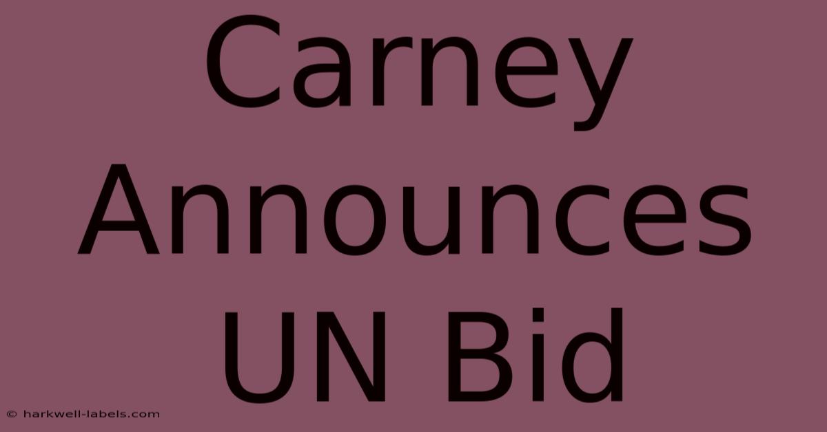 Carney Announces UN Bid