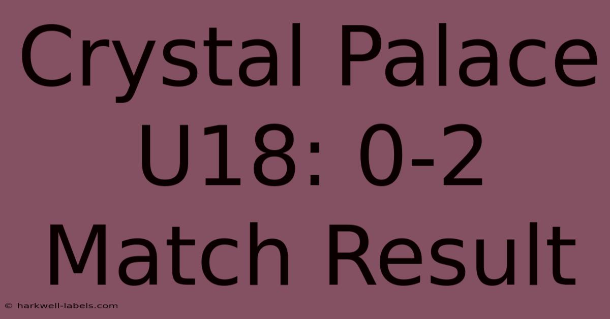 Crystal Palace U18: 0-2 Match Result