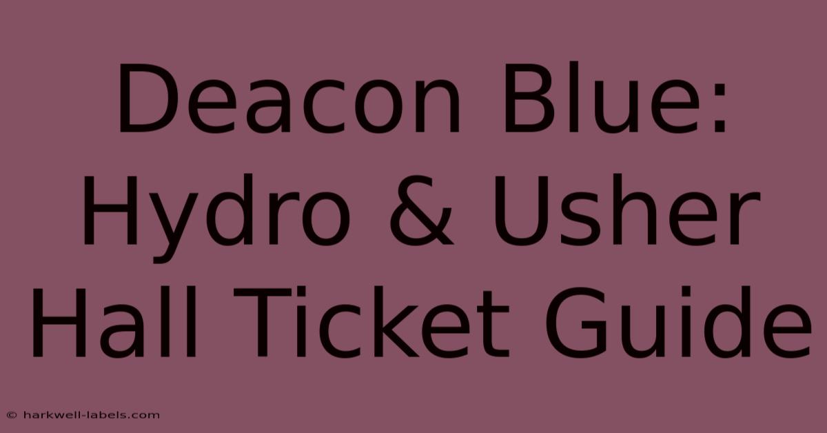 Deacon Blue: Hydro & Usher Hall Ticket Guide