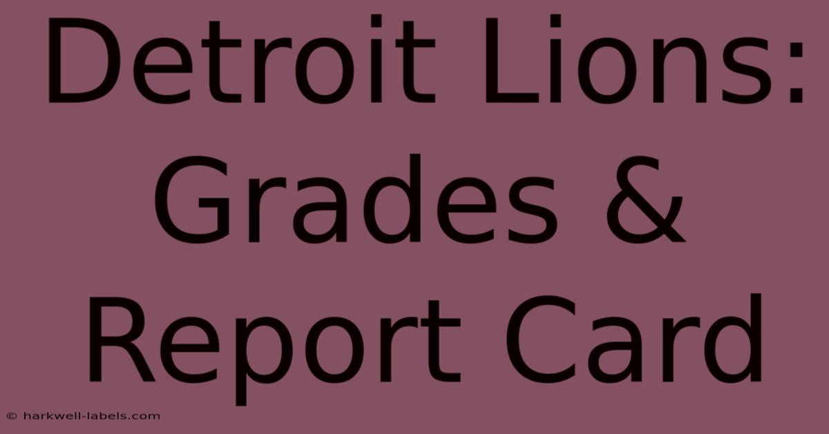 Detroit Lions: Grades & Report Card