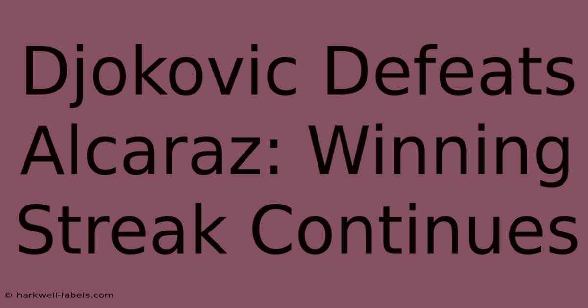 Djokovic Defeats Alcaraz: Winning Streak Continues