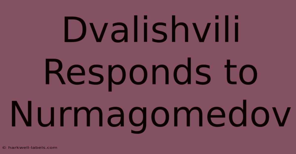 Dvalishvili Responds To Nurmagomedov