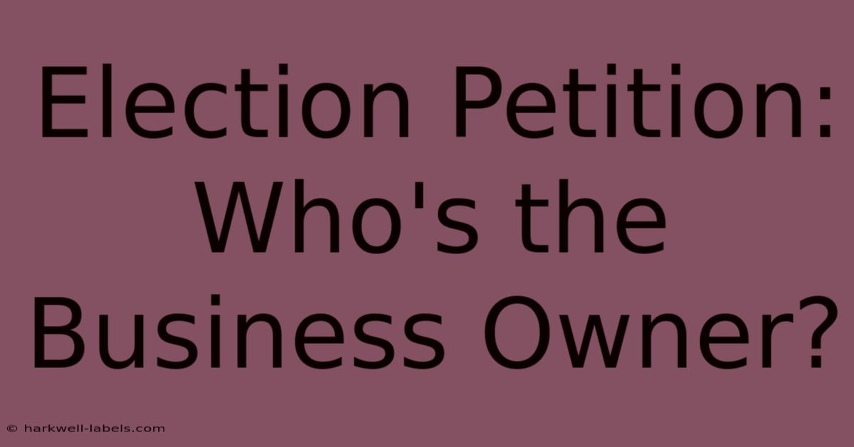 Election Petition: Who's The Business Owner?