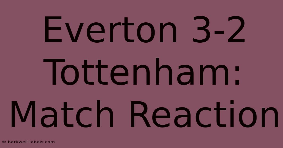 Everton 3-2 Tottenham: Match Reaction