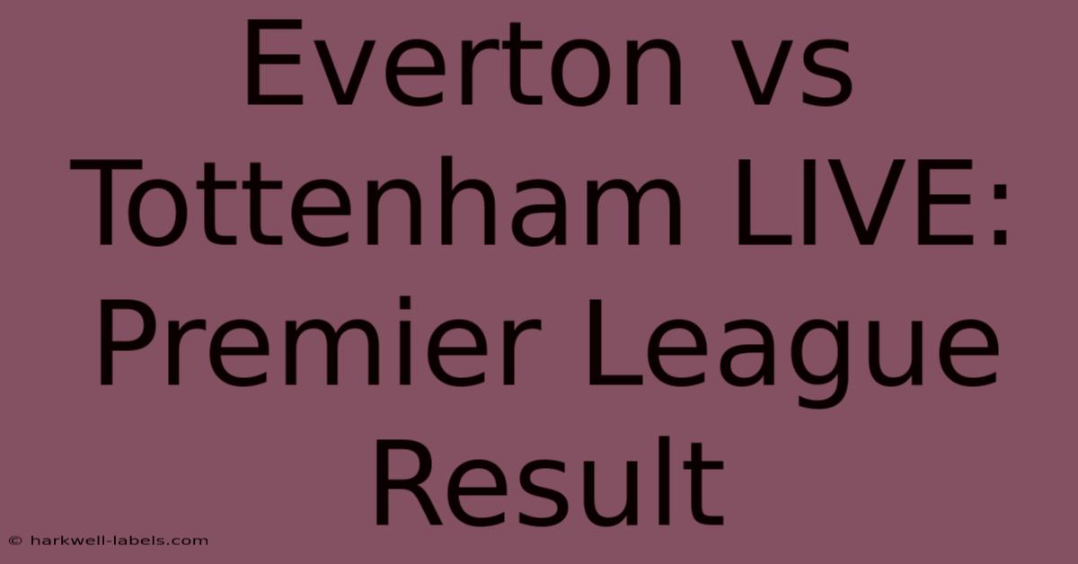 Everton Vs Tottenham LIVE: Premier League Result