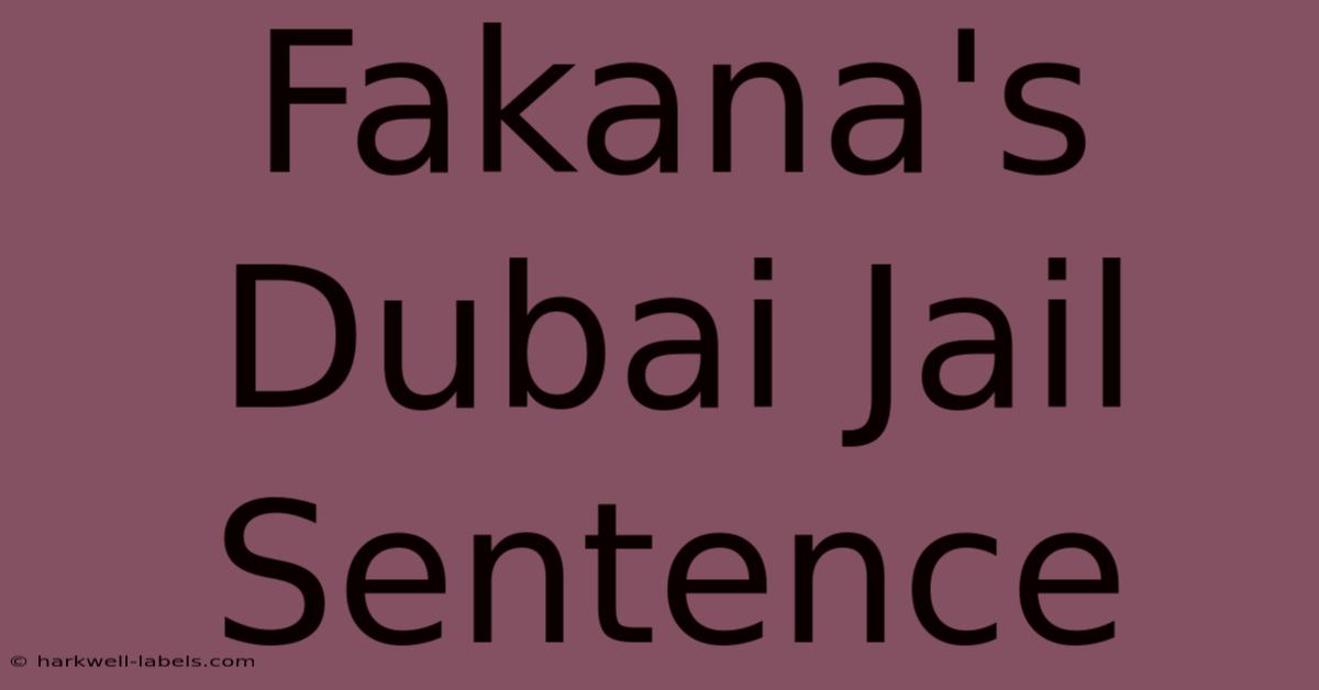 Fakana's Dubai Jail Sentence