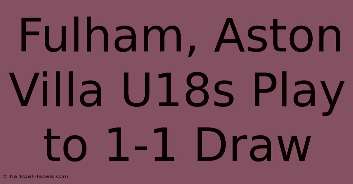 Fulham, Aston Villa U18s Play To 1-1 Draw