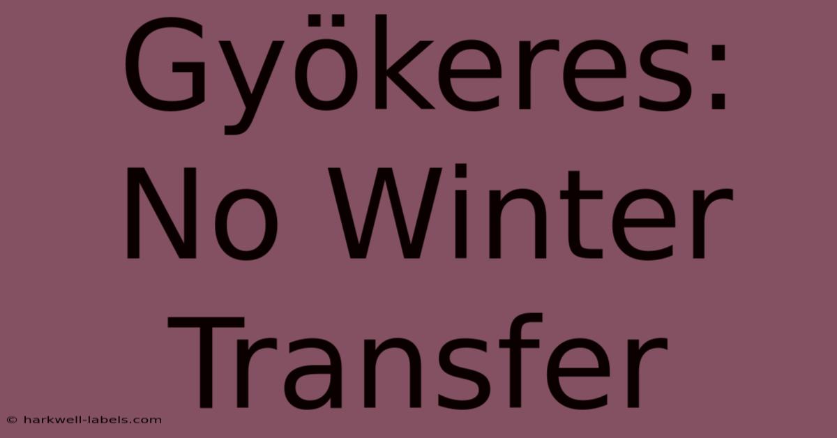 Gyökeres: No Winter Transfer