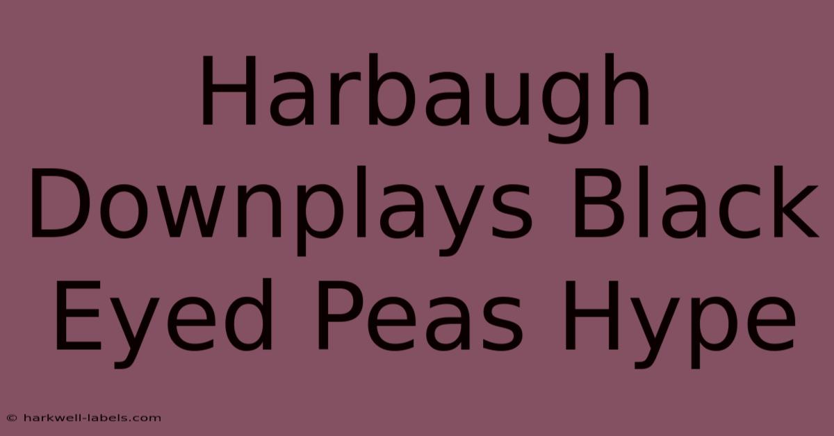 Harbaugh Downplays Black Eyed Peas Hype