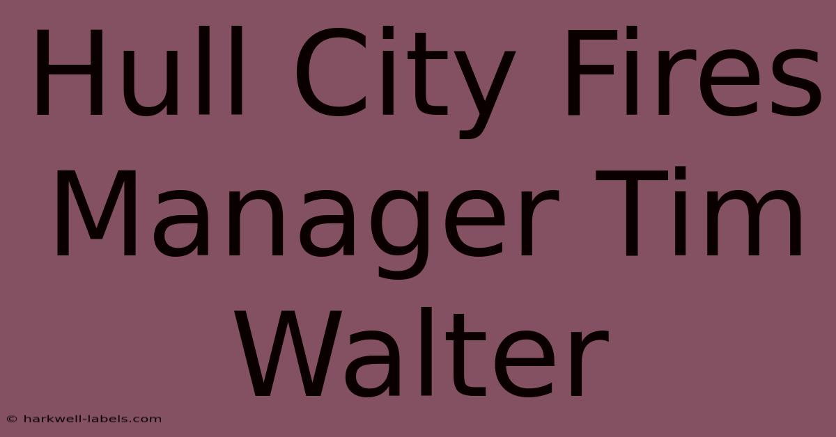 Hull City Fires Manager Tim Walter