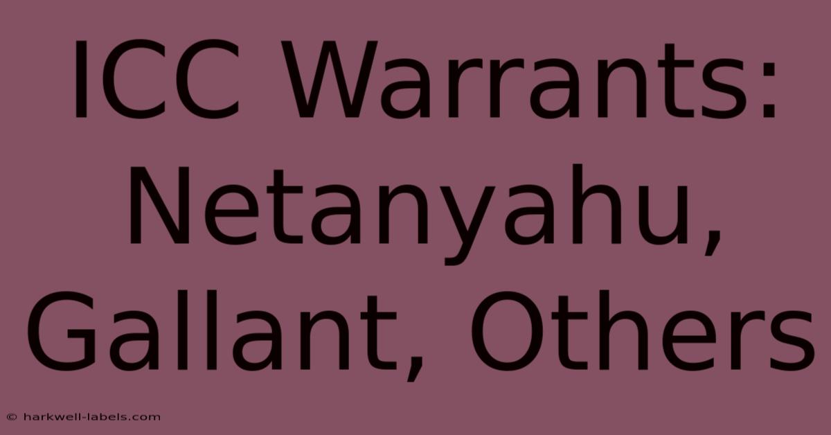 ICC Warrants: Netanyahu, Gallant, Others