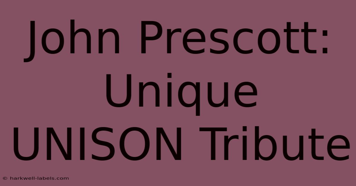 John Prescott: Unique UNISON Tribute