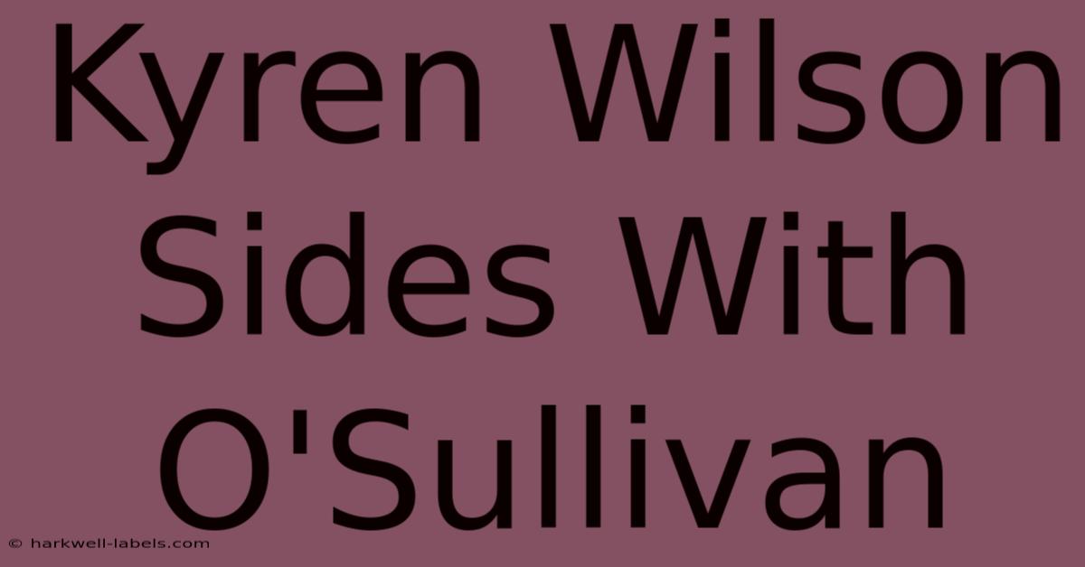 Kyren Wilson Sides With O'Sullivan