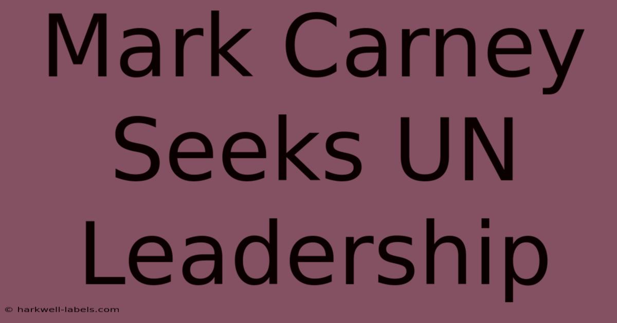 Mark Carney Seeks UN Leadership