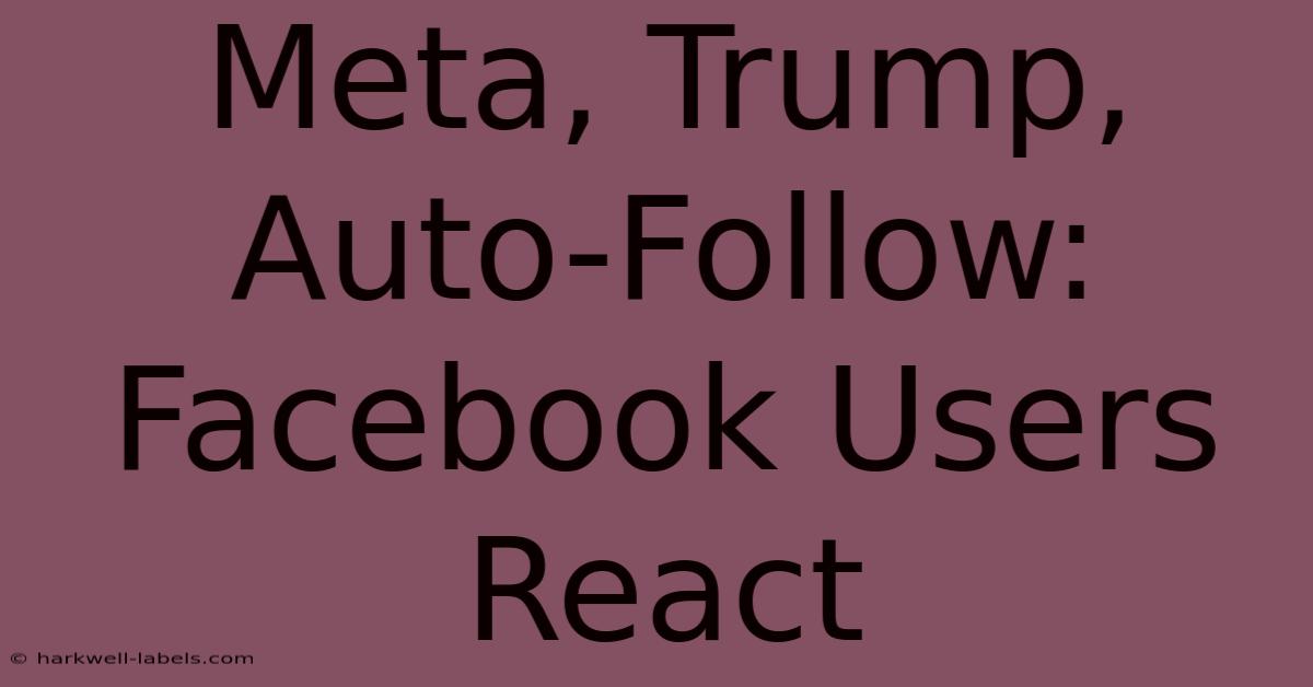 Meta, Trump, Auto-Follow: Facebook Users React