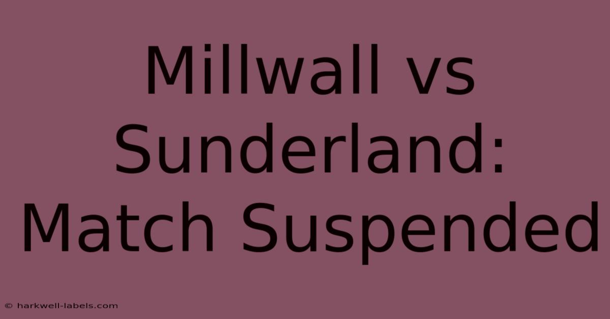 Millwall Vs Sunderland: Match Suspended