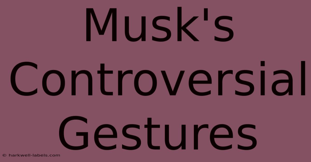 Musk's Controversial Gestures