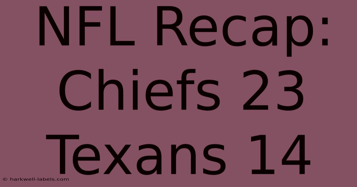 NFL Recap: Chiefs 23 Texans 14