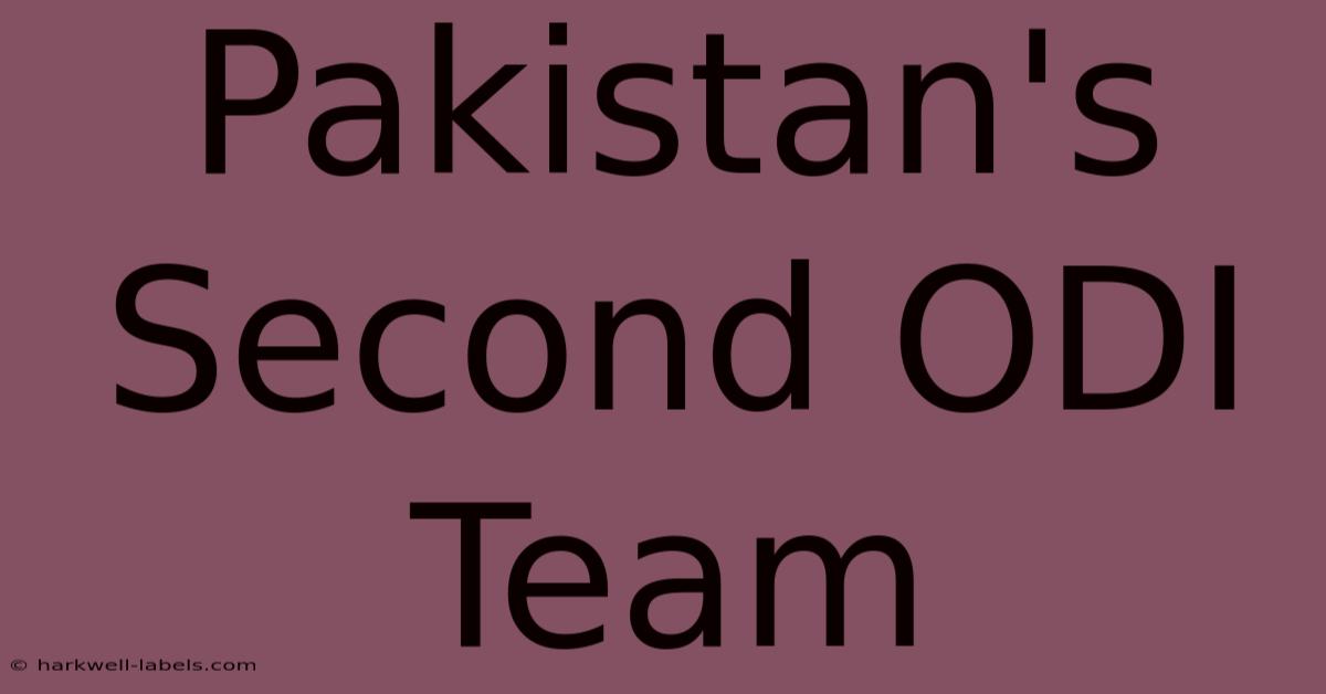 Pakistan's Second ODI Team