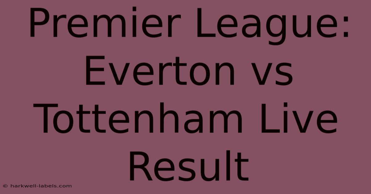 Premier League: Everton Vs Tottenham Live Result