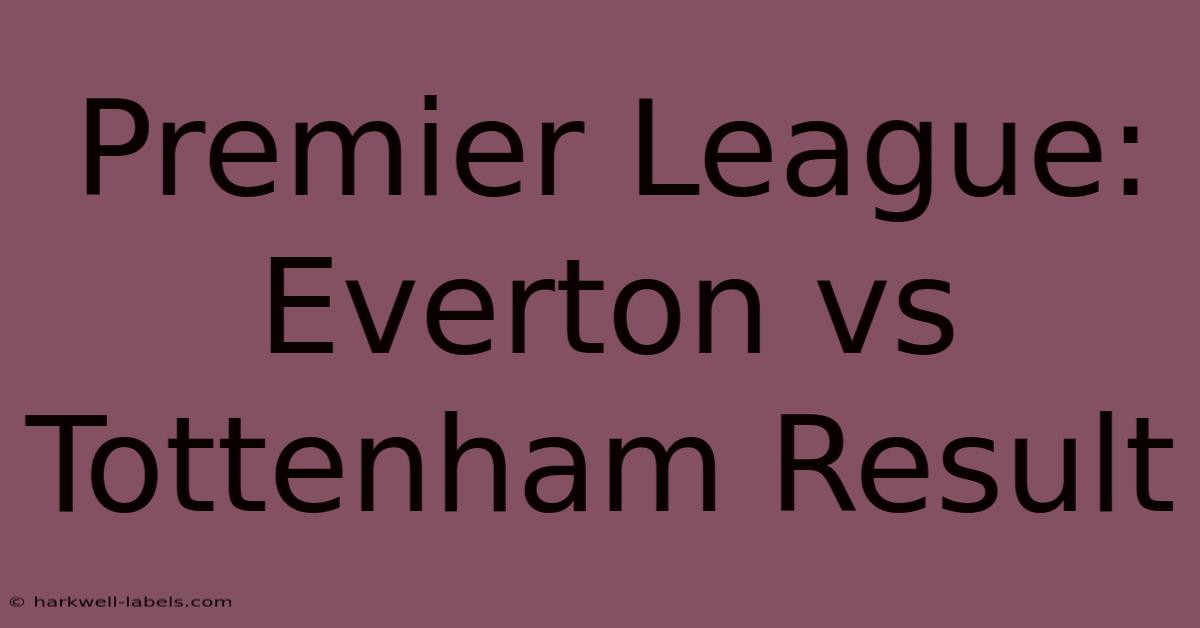 Premier League: Everton Vs Tottenham Result