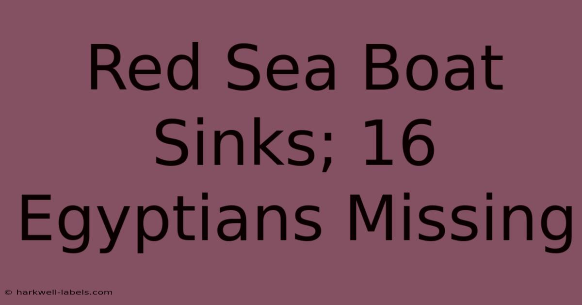 Red Sea Boat Sinks; 16 Egyptians Missing