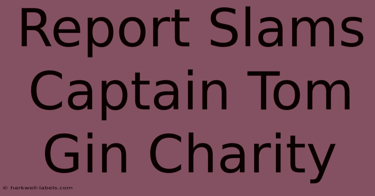 Report Slams Captain Tom Gin Charity