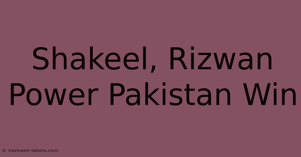 Shakeel, Rizwan Power Pakistan Win