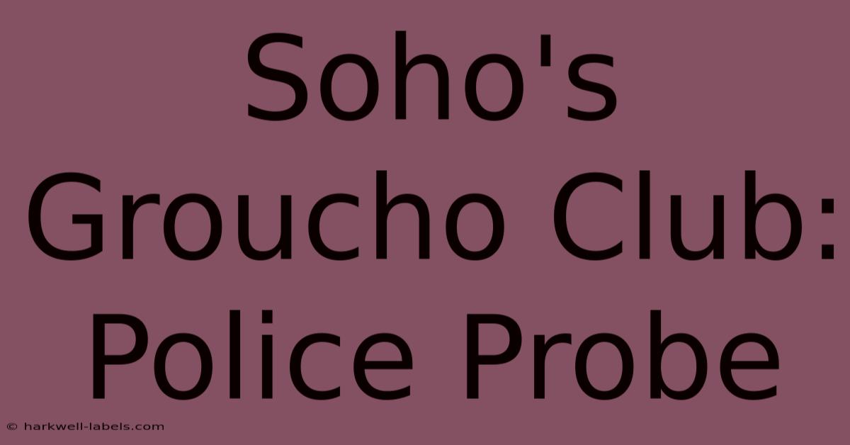 Soho's Groucho Club: Police Probe