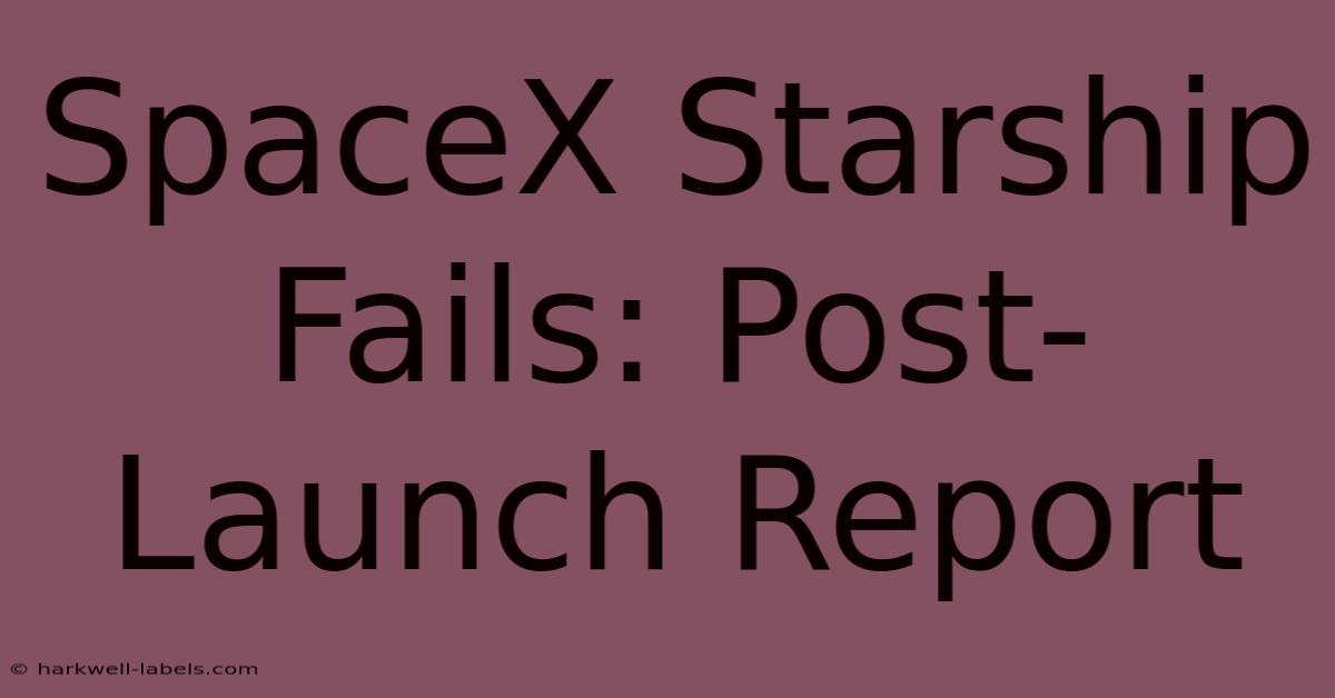 SpaceX Starship Fails: Post-Launch Report