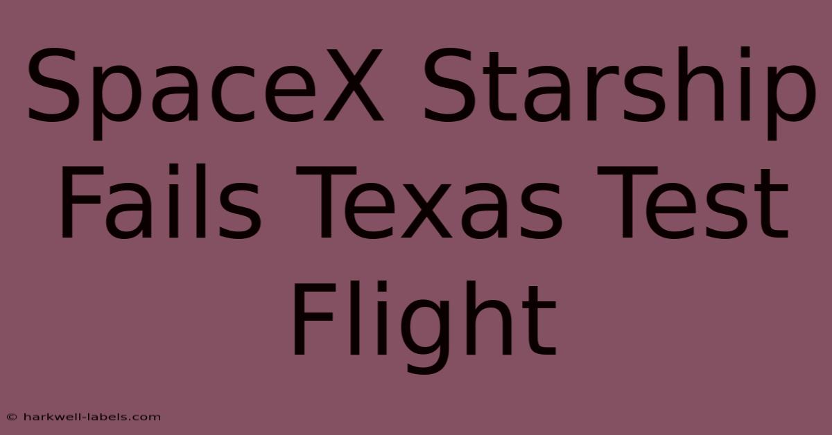 SpaceX Starship Fails Texas Test Flight