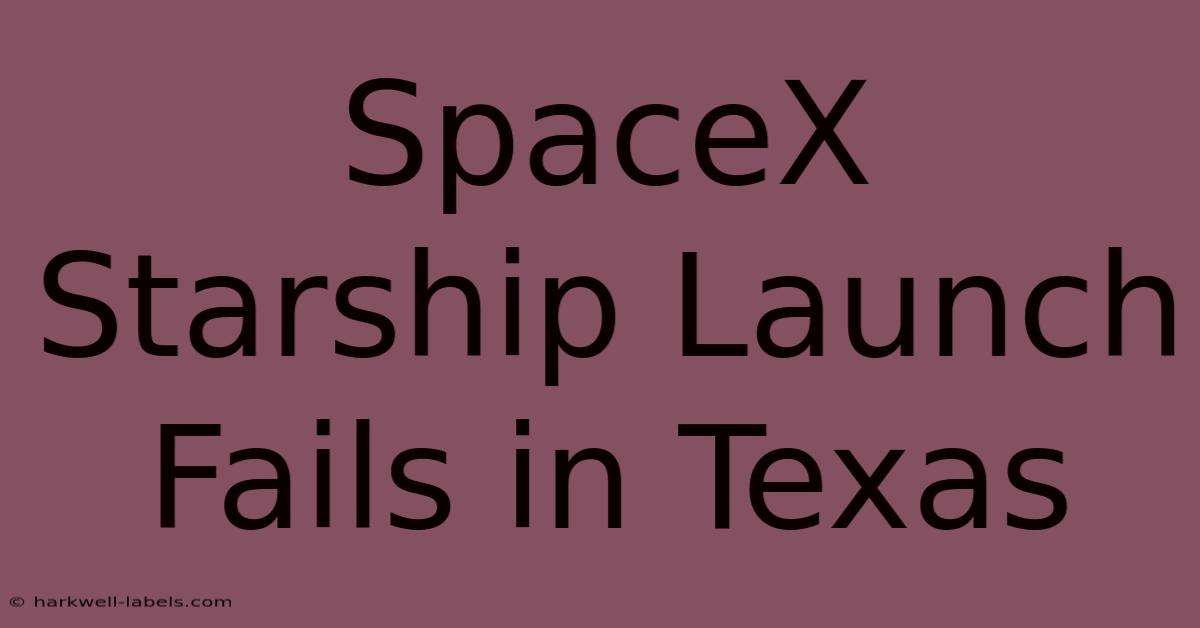 SpaceX Starship Launch Fails In Texas