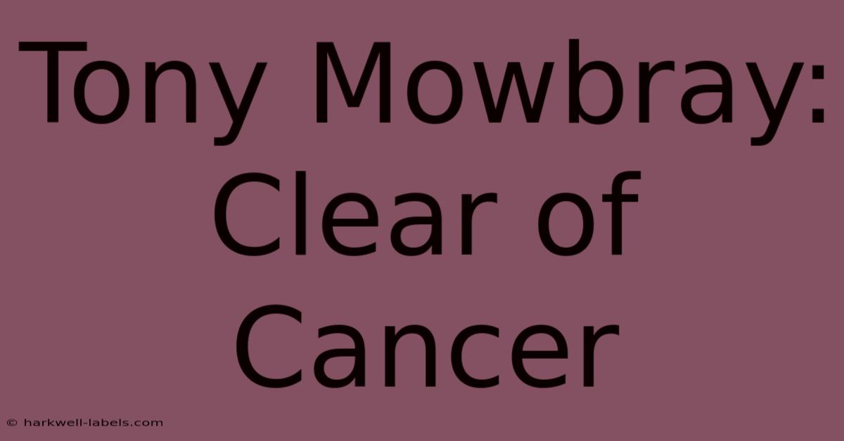 Tony Mowbray: Clear Of Cancer