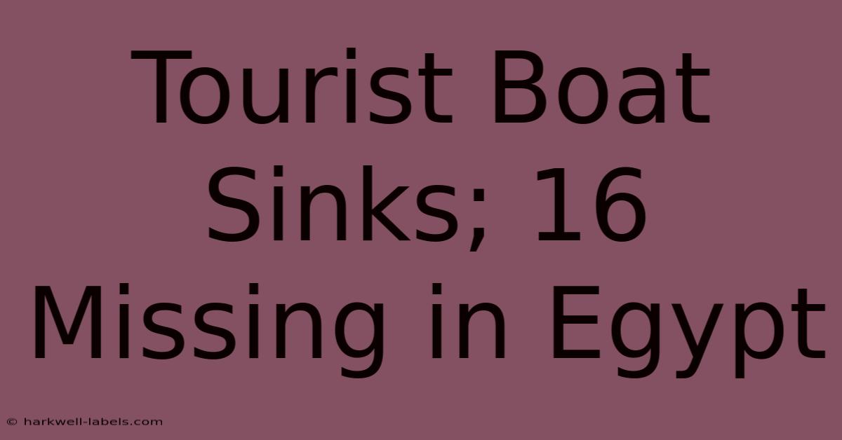 Tourist Boat Sinks; 16 Missing In Egypt