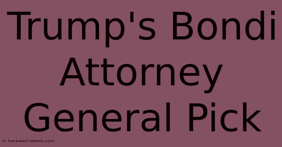 Trump's Bondi Attorney General Pick