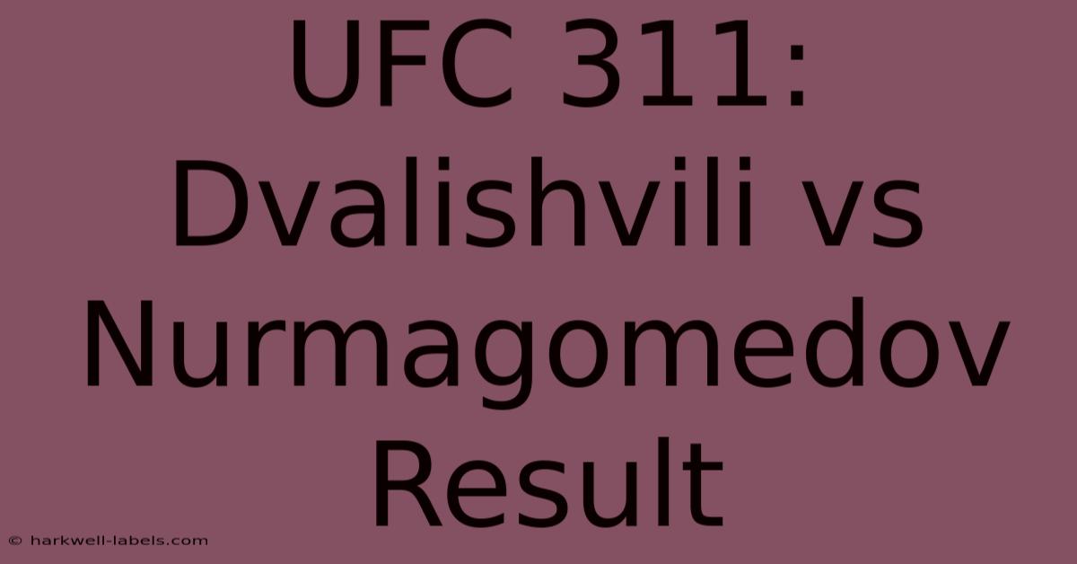 UFC 311: Dvalishvili Vs Nurmagomedov Result