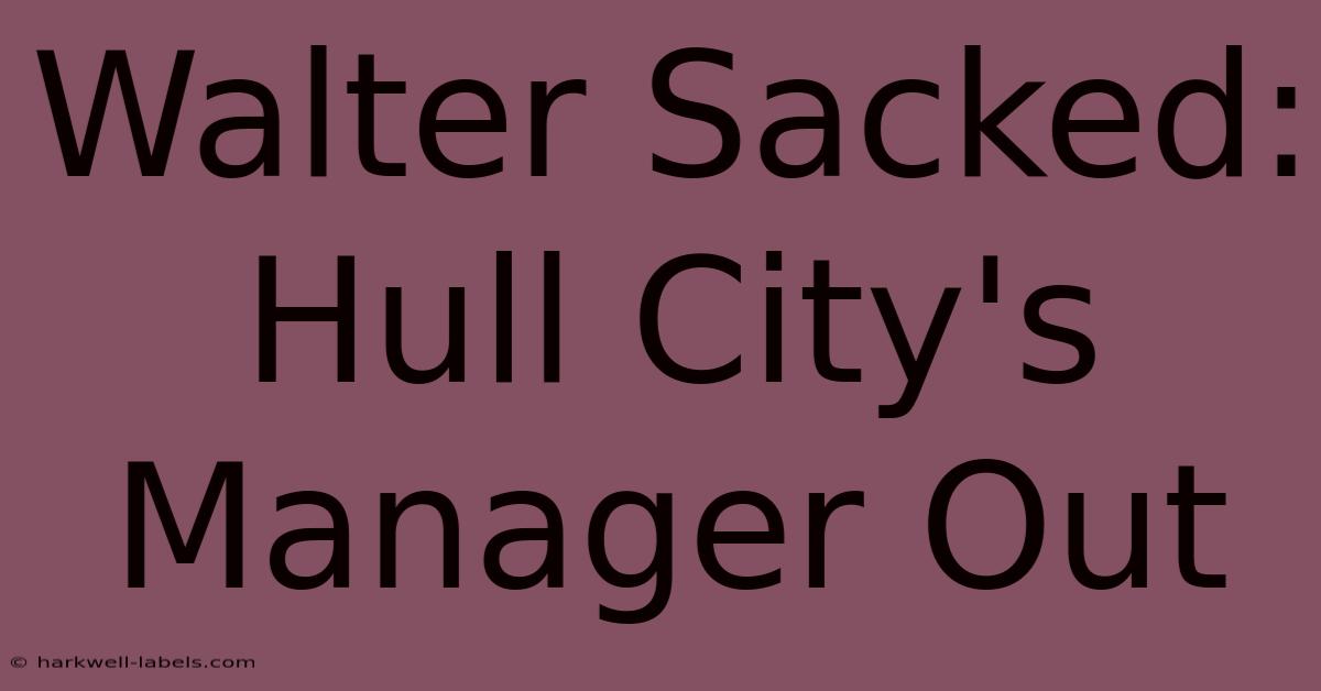 Walter Sacked: Hull City's Manager Out