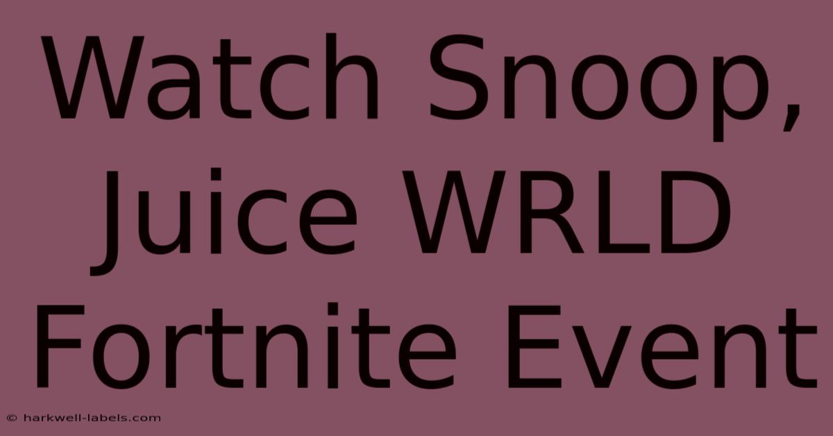 Watch Snoop, Juice WRLD Fortnite Event