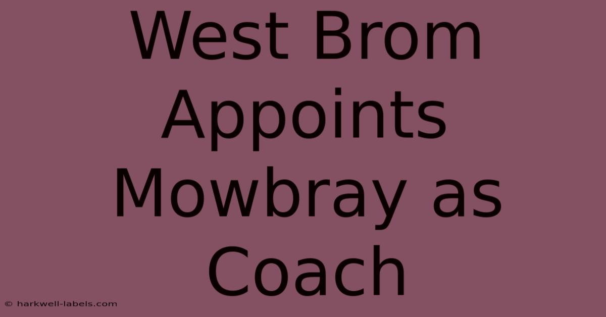 West Brom Appoints Mowbray As Coach