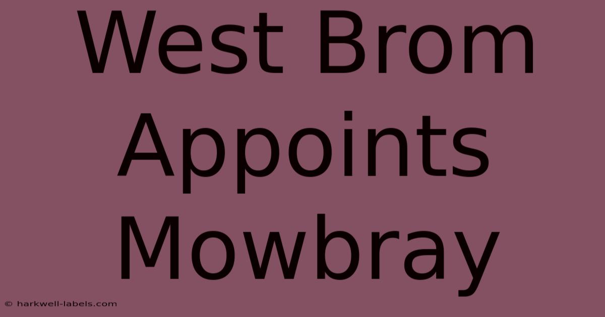 West Brom Appoints Mowbray