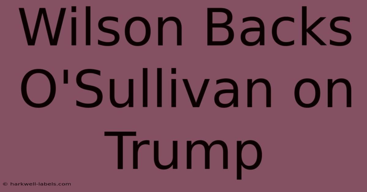 Wilson Backs O'Sullivan On Trump